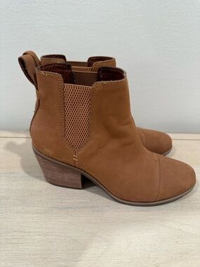 Toms Cognac Suede Chelsea Ankle Booties with Block Heel